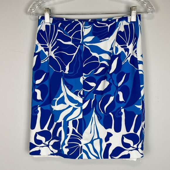 J McLaughlin Womens Serina Blue Floral Pencil Skirt Buttons Above Knee size 0 - Picture 6 of 12